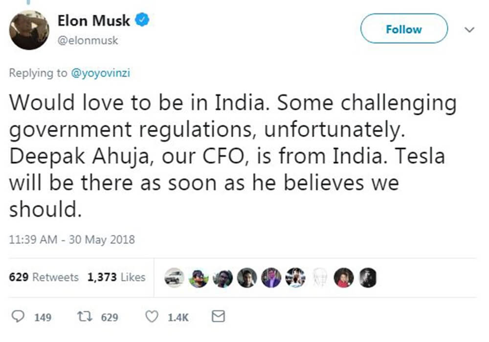 Elon Musk: Would Love To Be In India, Some Challenging Government