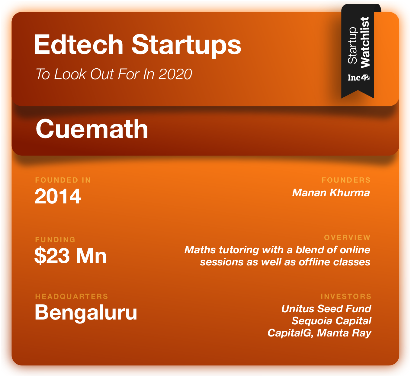 Edtech Startups 2020 Cuemath