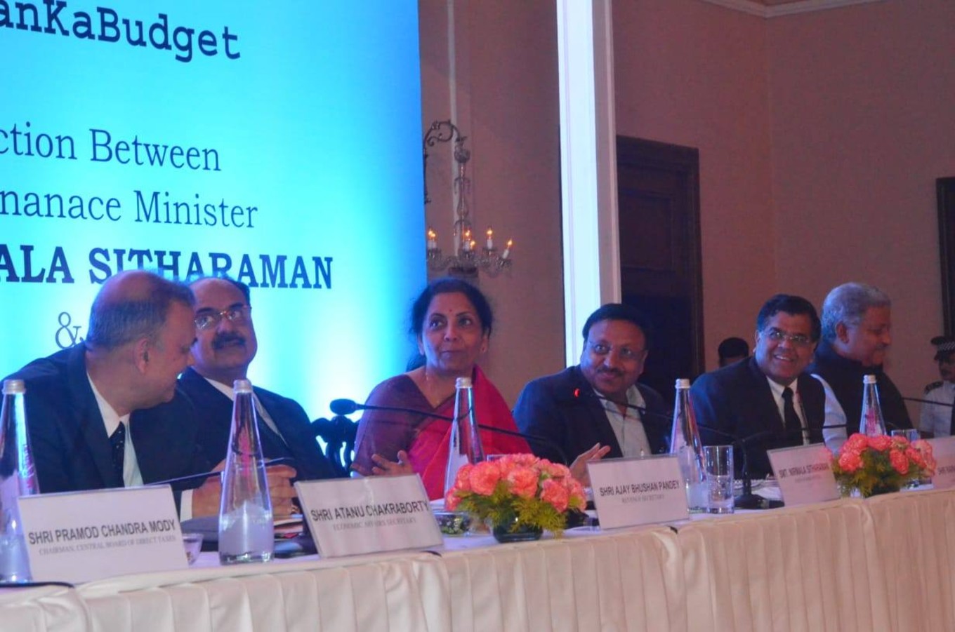 finance minister Nirmala Sitharaman and Ajay Bhushan Pandey, Secretary Department of Revenue
