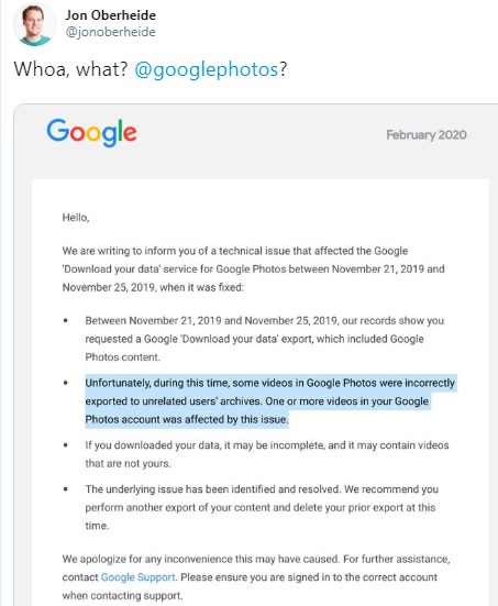 Google Apologises For Exporting Private Videos To Wrong Users