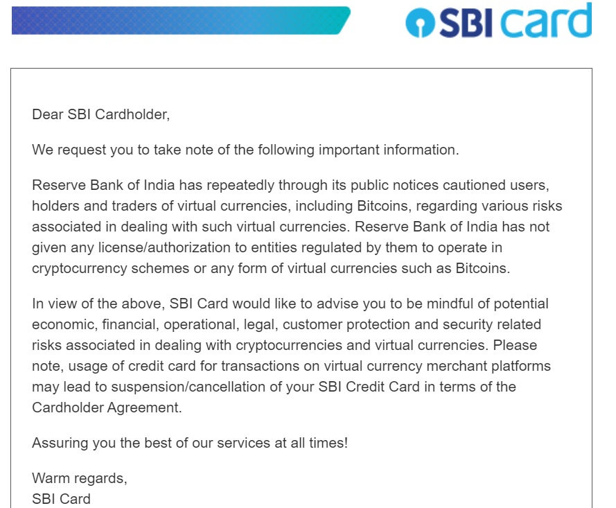SBI advisory on Bitcoin cryptocurrencies