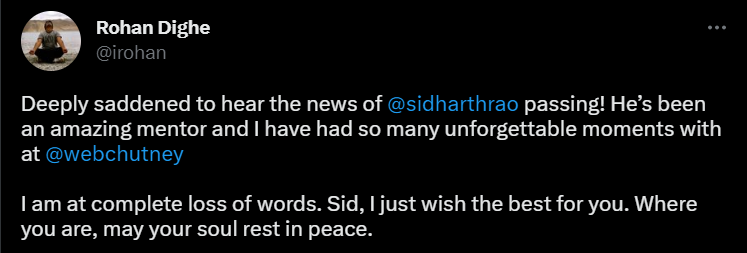 Sidharth Rao passes away