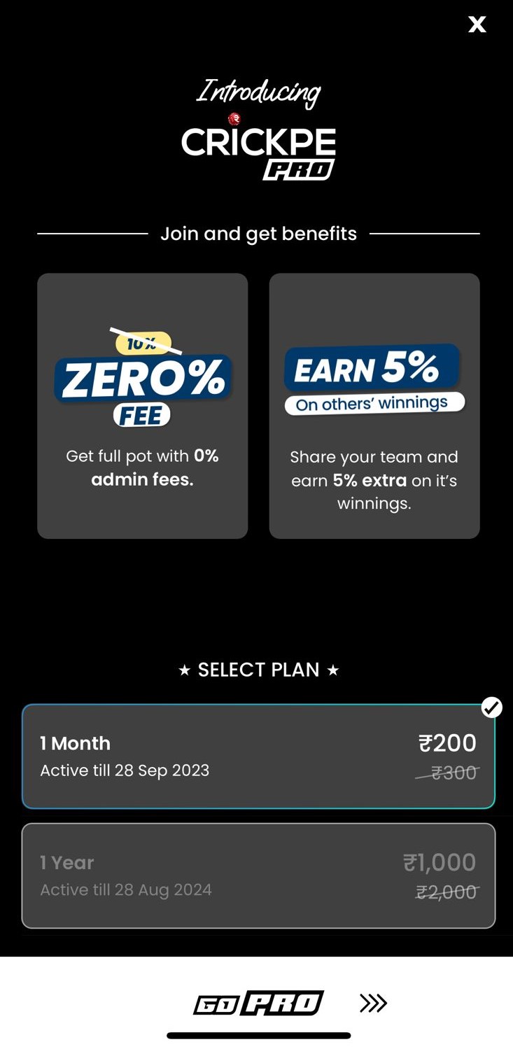 CrickPe Pro users will not be liable for 10% platform fees on winnings and will get access to the ‘full pot with 0% admin fees’.